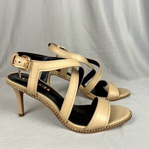 NWOT Coach Women’s 7.5 Wendi Beechwood Strappy Leather Kitten Heel